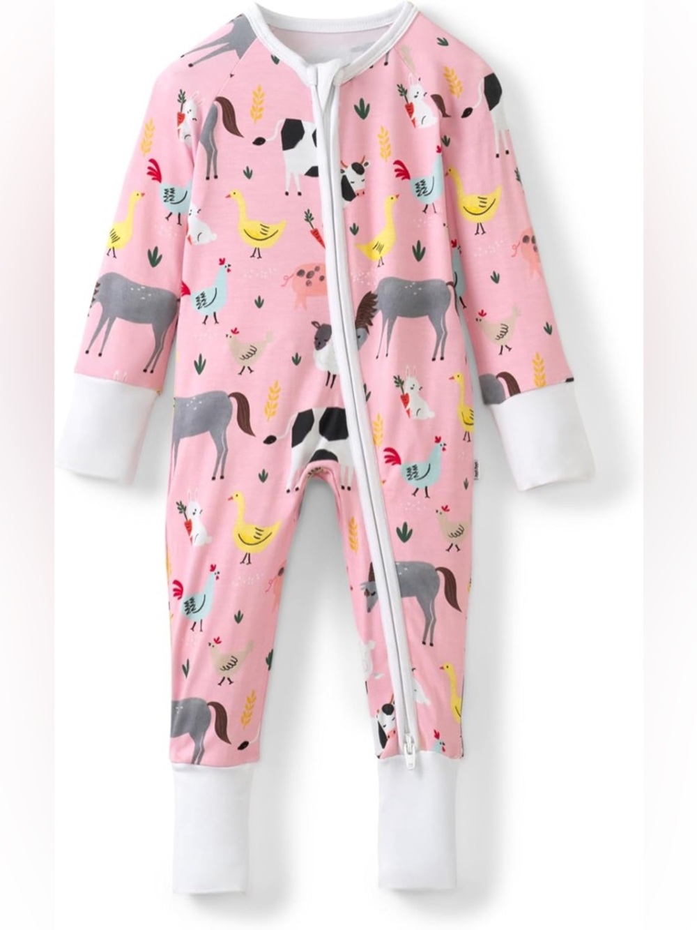 Little Sleepies Pink Farm Animal One-Piece Zipper Pajamas, 18-24 months